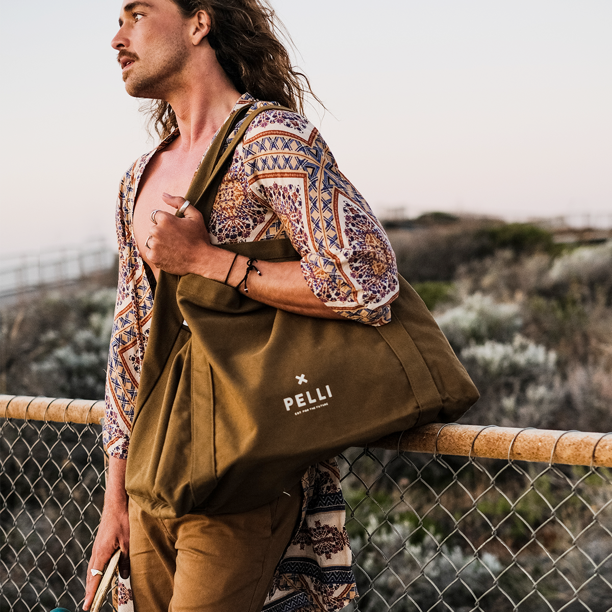 Beachy Keen Waxed Canvas Beach Bag - Chai Tea