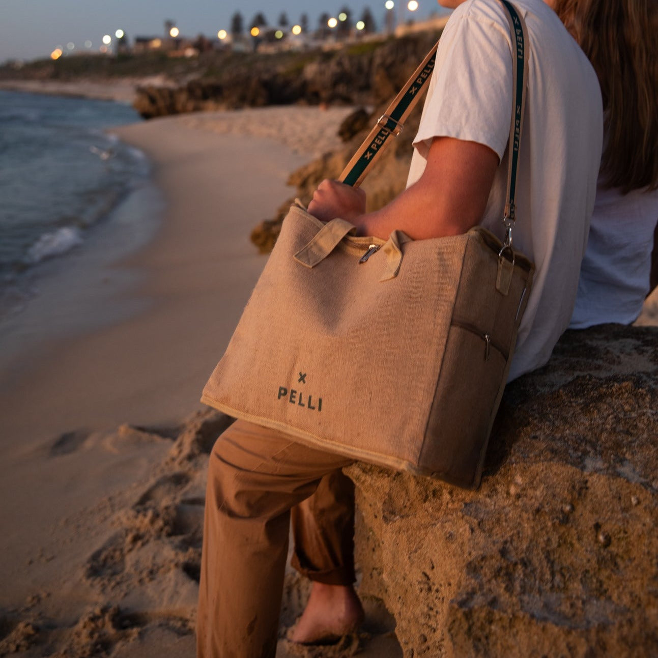 Chill Homie Crossbody - Jute Large Cooler Bag with Shoulder Strap in Natural