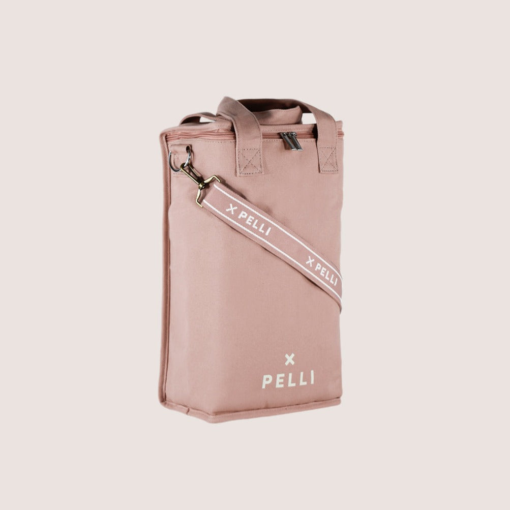 On the Grapevine Canvas Wine Cooler Bag - Spanish Villa Pink