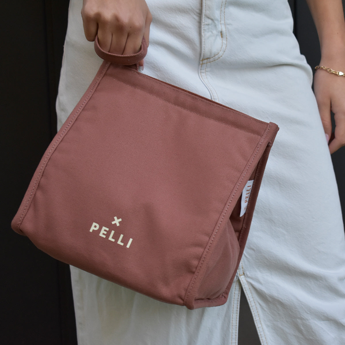 Big Break Canvas Insulated Lunch Bag - Mulberry Pink