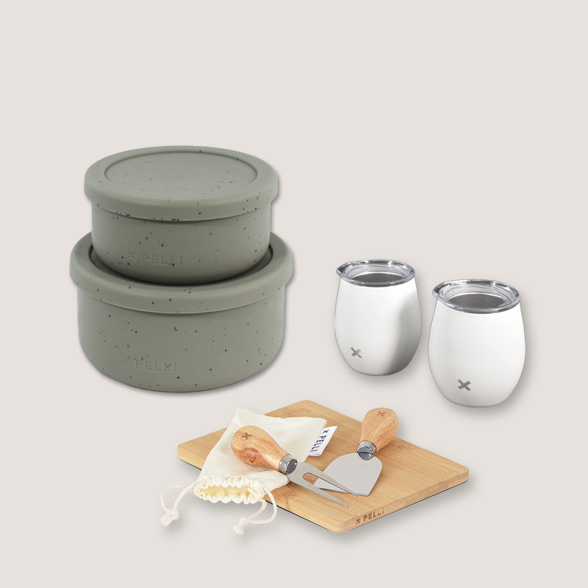 Silicone Bento, Board, Knife and Tofu Tumbler Set