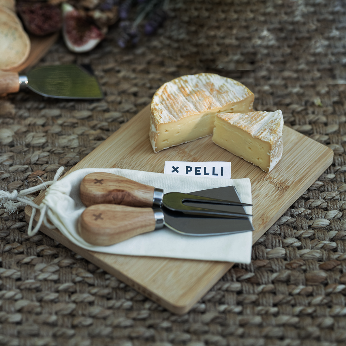 bamboo cheese board and knife set