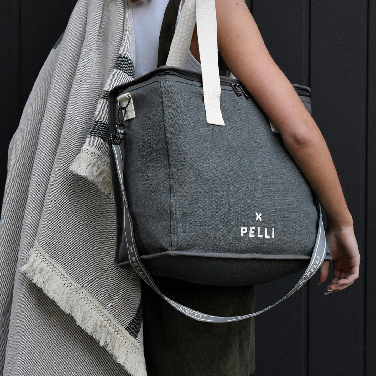 Chill Homie Crossbody - Jute Large Cooler Bag with Shoulder Strap in Charcoal Grey